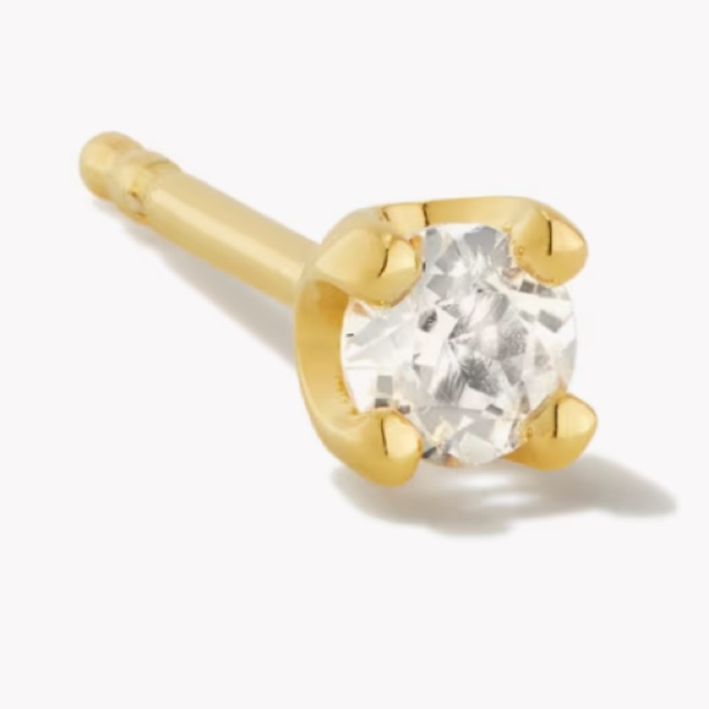 Kendra Scott Mini White Topaz Stud Earrings 18k Gold Vermeil Pair